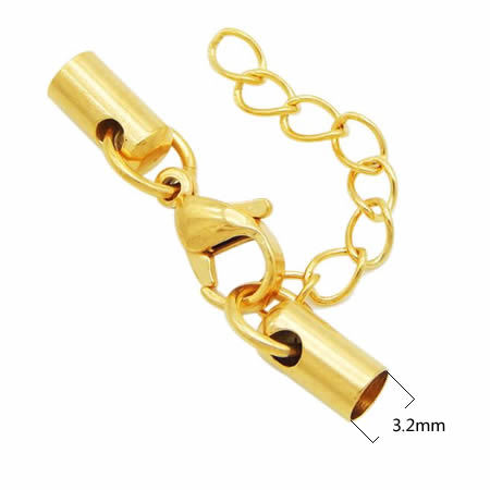 Necklace connector for 3.2mm cord end cap lobster clasp
