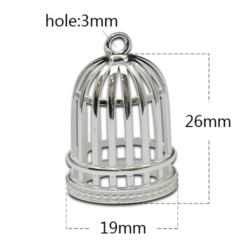 925 Sterling Silver Bird Cage Pendant
