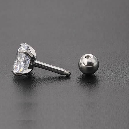 Stainless steel cubic zirconia stud earrings birthstone stud