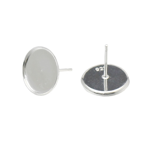 925 sterling silver earring blank stud base fit 12mm round cabochons