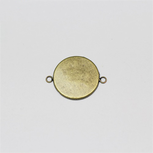 Brass Connector Rond with 2 Loops round rack plating lead-safe nickel-free hole:3mm
