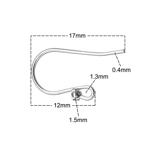 0.4mm rough silver 925 hook earrings with 1.5mm ball 0.4mm rough silver 925 hook earrings with 1.5mm ball