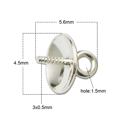 Pendant Connector Bail for Eye Pins Half Drilled Pearl Stone pendant jewelry findings 925 Sterling Silver 5mm Pendant Connector Bail for Eye Pins Half Drilled Pearl Stone pendant jewelry findings 925 Sterling Silver 5mm