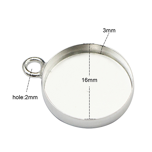925 Sterling silver pendant tray, round
