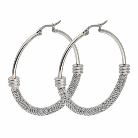 Stainless Steel Big Round Hoop Stud Earrings for Women Jewelry