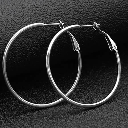 Stainless Steel Big Round Simple Earrings Hoop Fashion Women's Earring