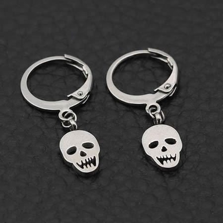Stainless Steel Earrings With Fashion Skull Charm