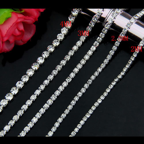 925 Sterling silver chain rhinestone cup with hole wholesale jewelry making supplies nickel-free