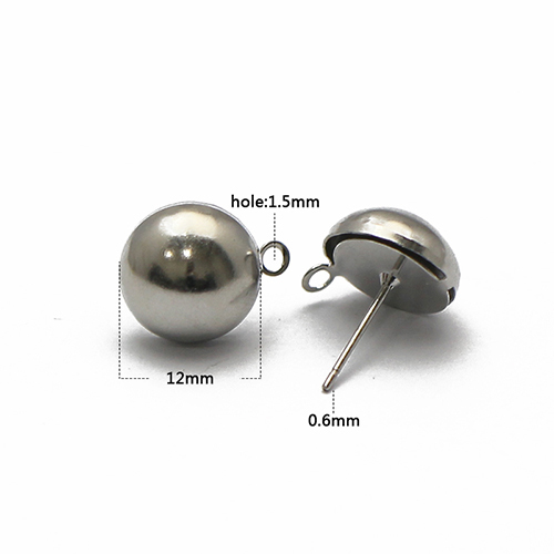 Brass ear stud component, brass, 12mm,nickel free,lead safe,
