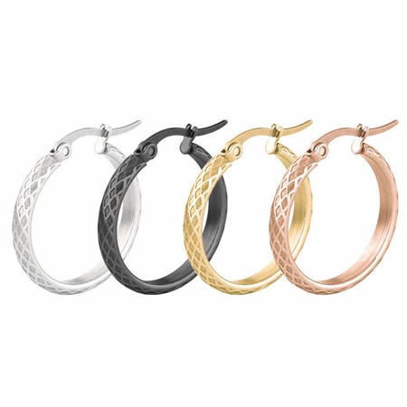 Round Circle Hoop Gold Stainless Steel Earrings