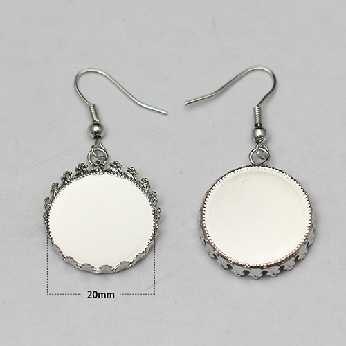 Earring pendant trays , brass,Lever Back Earring with cabochon setting,