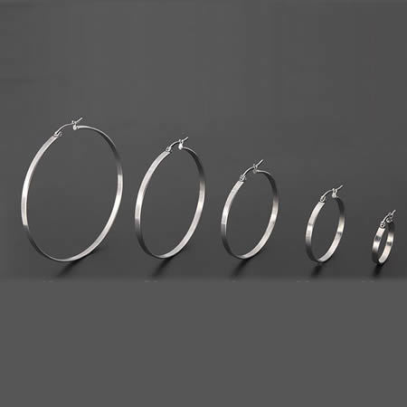 Stainless Steel 60mm Round Hoop Earring Studs