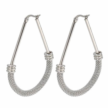 Stainless Steel Hoop Drop Hollow Hoop Earrings