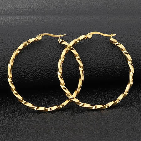 Stainless Steel Twist Hoop Earrings Stud Womens Ear Jewelry Fashion Jewelry