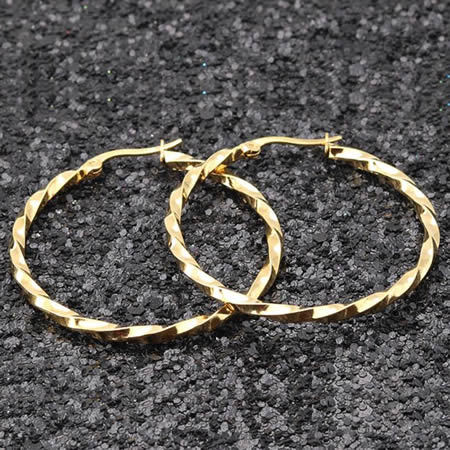 Stainless Steel Twist Hoop Earrings Set Womens Jewelry