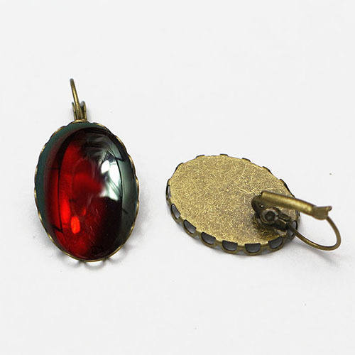 Lever Back Earring with cabochon setting,brass,