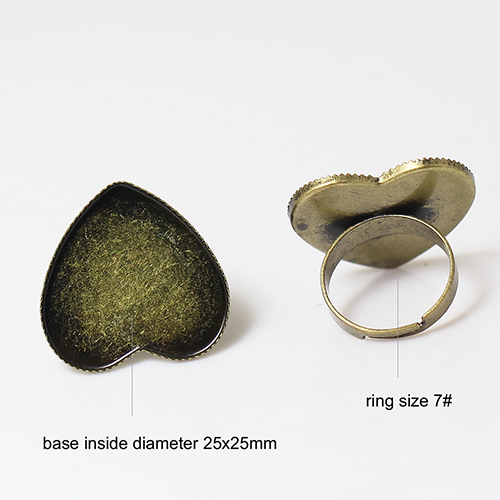 pad ring base,size:7 ,lead-safe,nickel-free,heart,