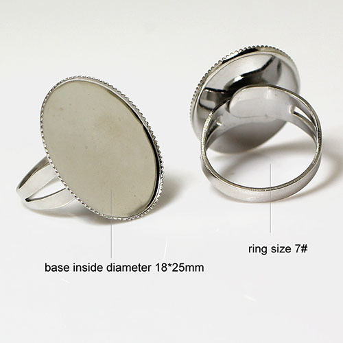 brass finger ring settings,size:7 ,lead-safe,nickel-free,oval