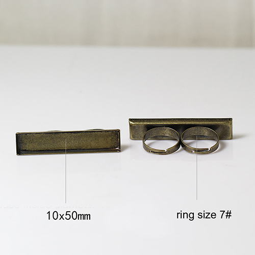 Brass Bezel Ring Settings,size:7 ,lead-safe,nickel-free,rectangle