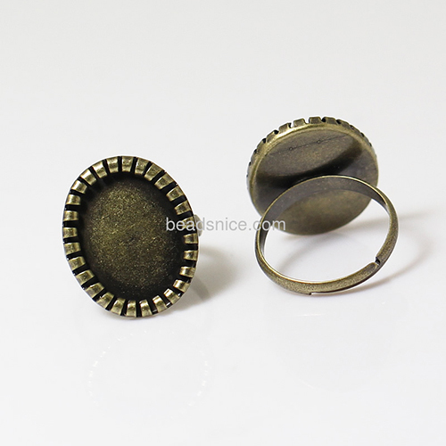 Brass Adjustable Ring Base,nickel free,lead safe,for design,Oval,inside diameter 17mm，base diameter:13.5x18mm,