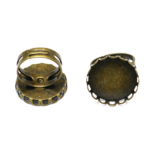 Brass Finger Ring Base，Round，20mm，Depth:2mm，Inside Diameter:17mm，Nickel-Free，Lead-Free
