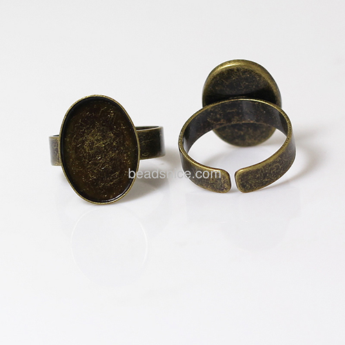 Brass Bezel Ring Settings, Adjustable, lead-safe, nickel-free,size:8