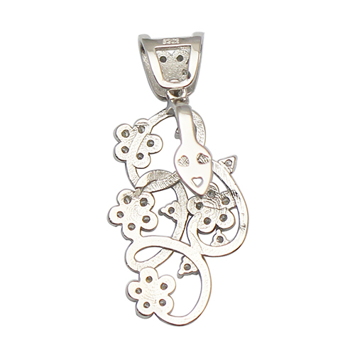 925 Sterling Silver Flower Twisted Pin Gemstone Pendant Clasp Slide