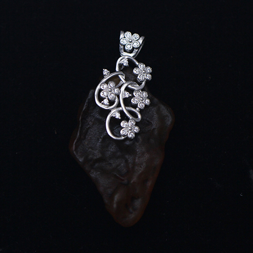 925 Sterling Silver Flower Twisted Pin Gemstone Pendant Clasp Slide
