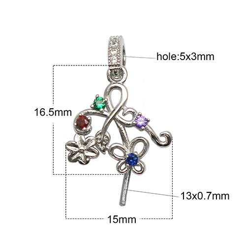925 Sterling Silver CZ PENDANT BAIL CLASP CONNECTOR