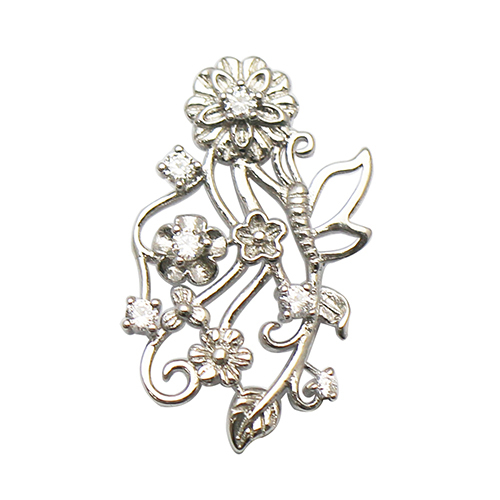 925 Sterling Silver Flower Pendant Bail Pin