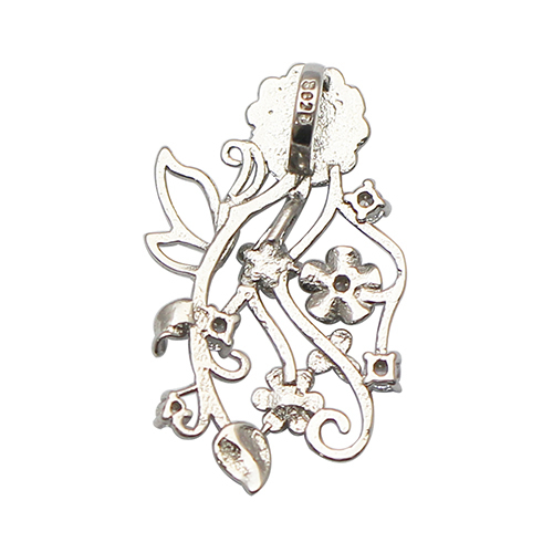 925 Sterling Silver Flower Pendant Bail Pin