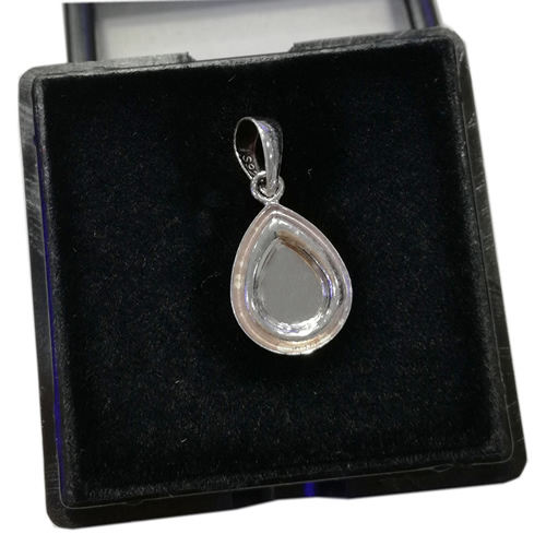 925 Sterling Silver Heart Cabochon Pendant Tray