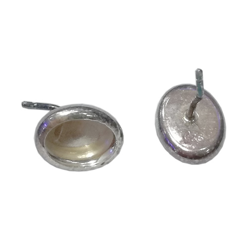 925 Sterling Silver Oval Cabochon Earring Post