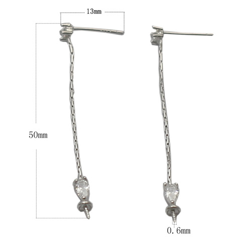 925 Sterling Silver Pearl Bail Dangle Earring Long Line Threader For Women Jewelry