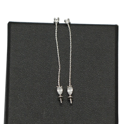 925 Sterling Silver Pearl Bail Dangle Earring Long Line Threader For Women Jewelry