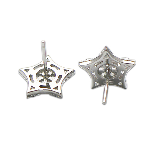 925 Sterling silver Lovely  Star Round Pearl Bail Stud Earrings