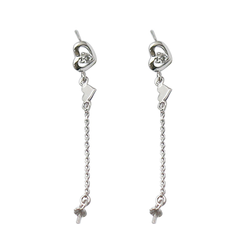 Solid Silver Earings Fashion Zircon love Heart dangle Earring Stud