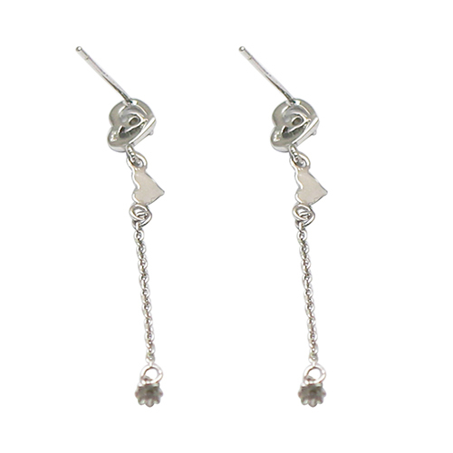Solid Silver Earings Fashion Zircon love Heart dangle Earring Stud
