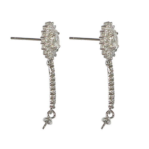 925 Sterling Silver Cubic Zirconia Micro Pave Dangle Post Earrings