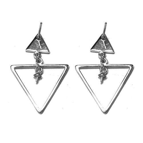 925 Sterling Silver Lovely Triangle Dangle Thread Line Threader Earrings
