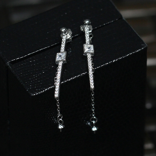 925 Sterling Silver Pearl bail Line Threader Thread Dangle Earrings