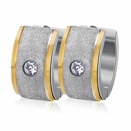 Lady Jewelry Awosome Gifts Gold Stainless Steel Twinkling Zircon Hoop Earrings