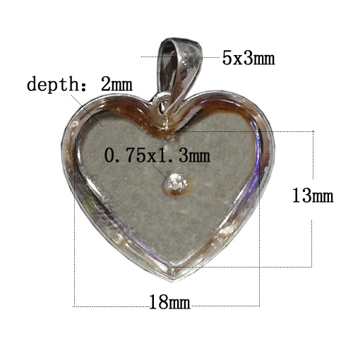 925 Sterling Silver Heart Pendant Settings