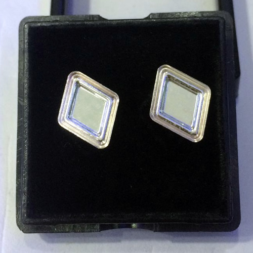 925 Sterling Silver Diamond Base Stud Earrings