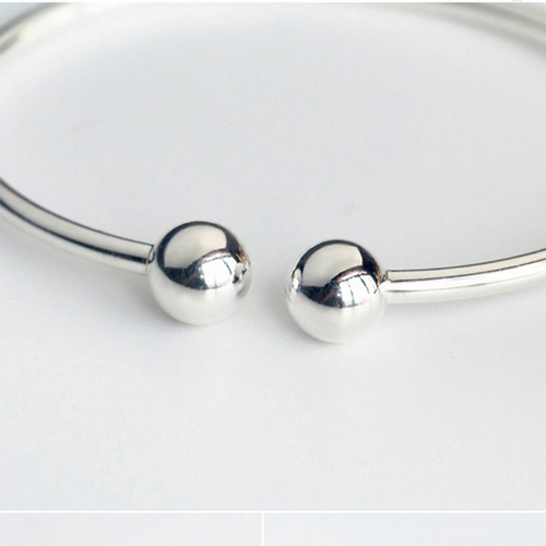 925 Sterling Silver Bangle European Design Women Ball Bracelet