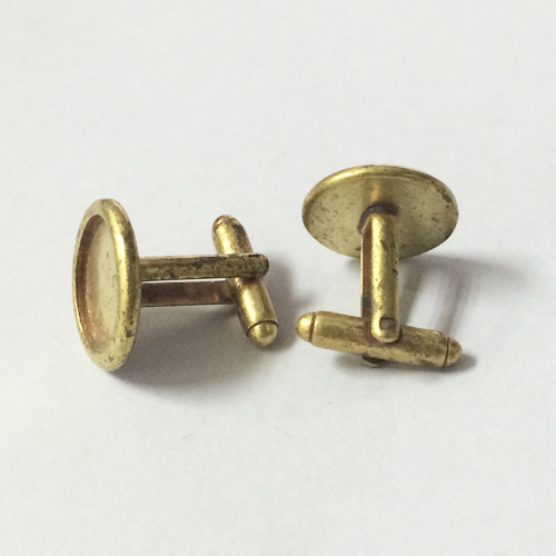 Brass cufflink blanks with oval bezel setting match cabochon wholesale