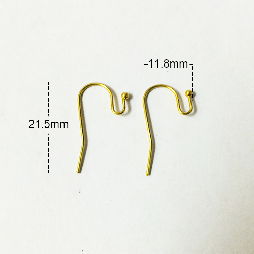 Anti-tarnished rhodium plating over brass ball hook ear wire