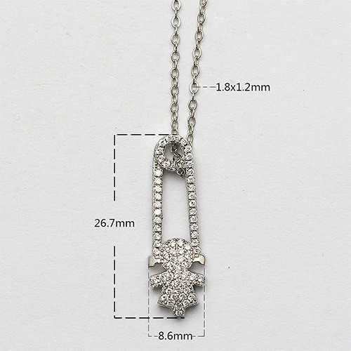 925 Sterling silver little girl pendant necklace plated with zircon nickel free jewelry