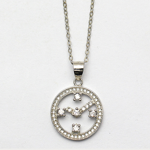 925 Sterling silver clock pendant necklace zircon charm delicate nickel free fashion jewelry