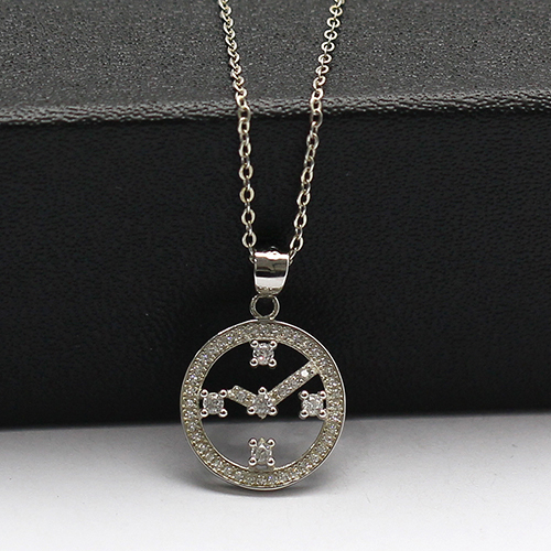 925 Sterling silver clock pendant necklace zircon charm delicate nickel free fashion jewelry